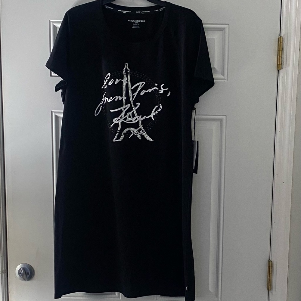 Karl Lagerfeld black tower design dress.